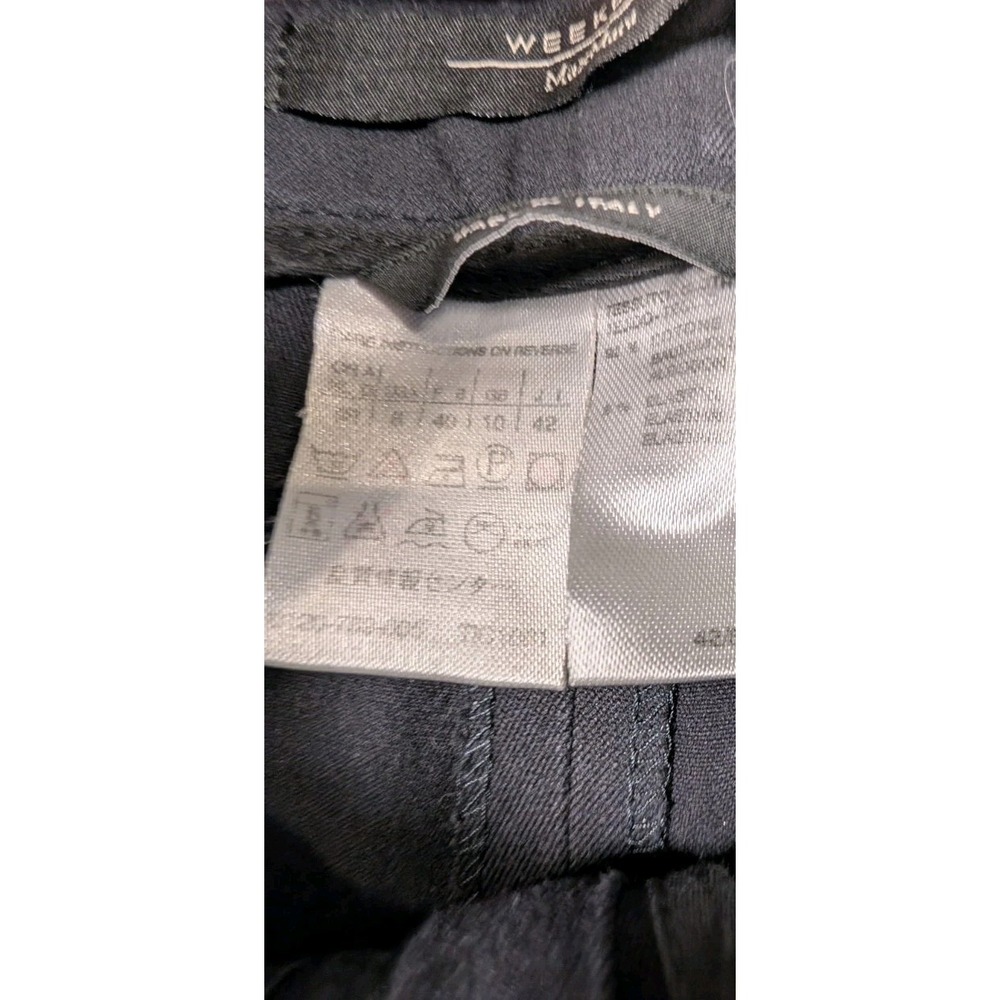 Weekend MaxMara Twill Knit Wide Leg Trousers Women Size 8 Flat Front Black - Picture 11 of 11
